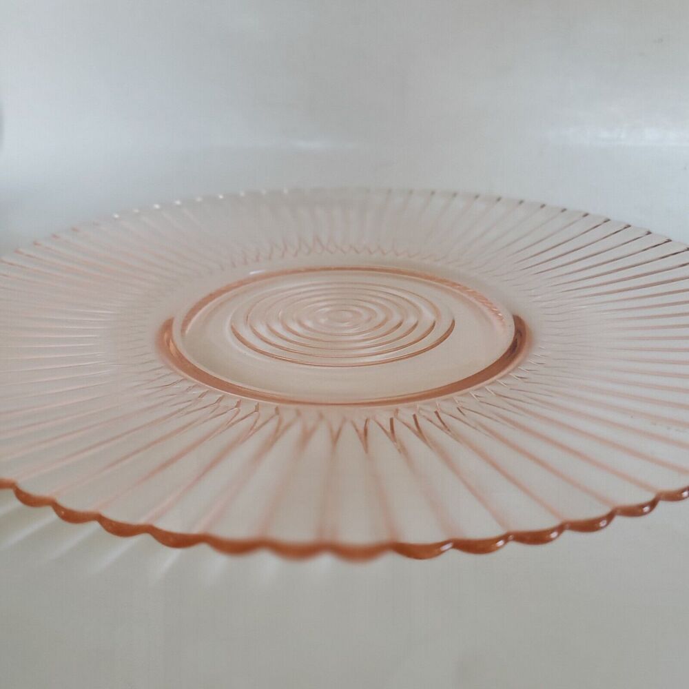 10.75" Macbeth Evans Petalware Art Deco Pink Lg Salver Glass Plate Platter Vtg